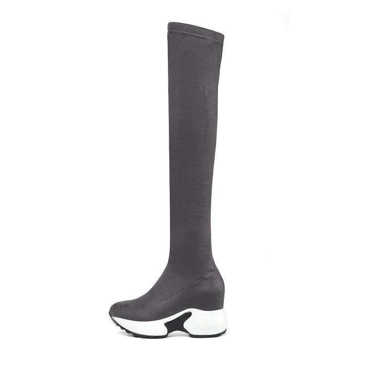 Fashion Women's Thick-soled Stretch Boots With Thin Legs