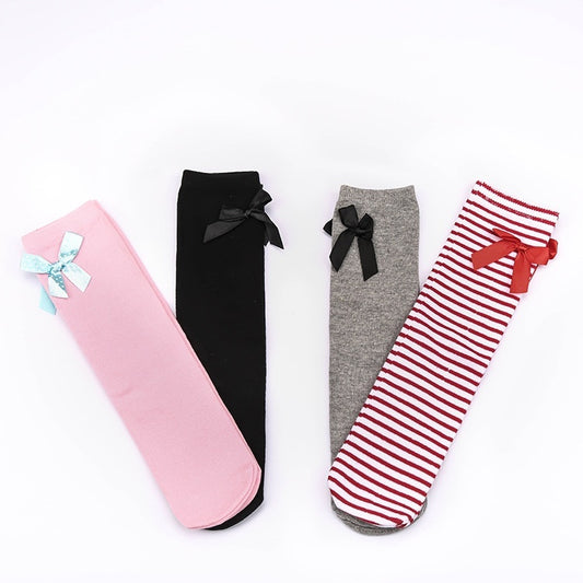 Girls' Pure Cotton Mid Tube Bow Princess Socks