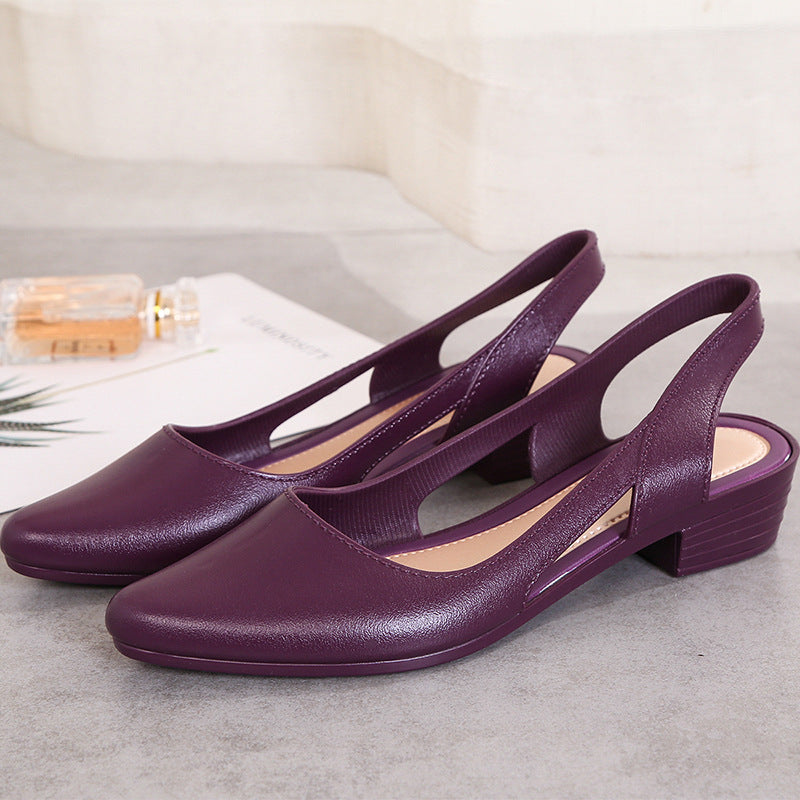 Wedge Heel Shallow Mouth Casual Plastic Mid-heel Single Toe