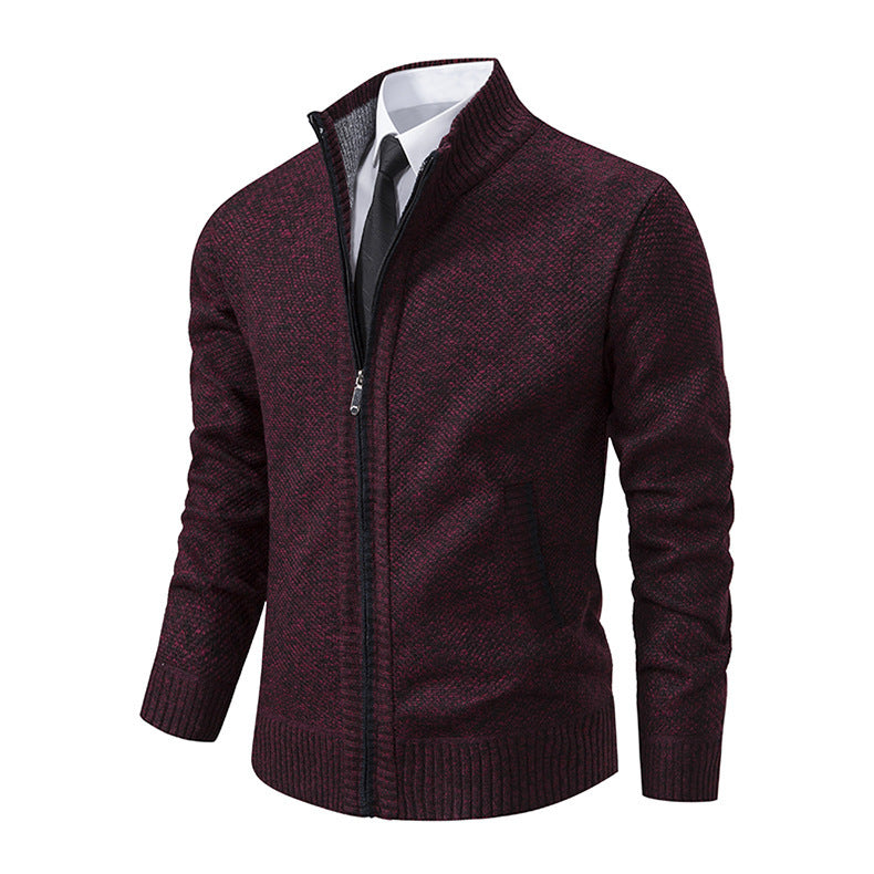 Autumn And Winter Warm Men's Casual Cardigan Stand-up Collar Sweater Coat Fashion