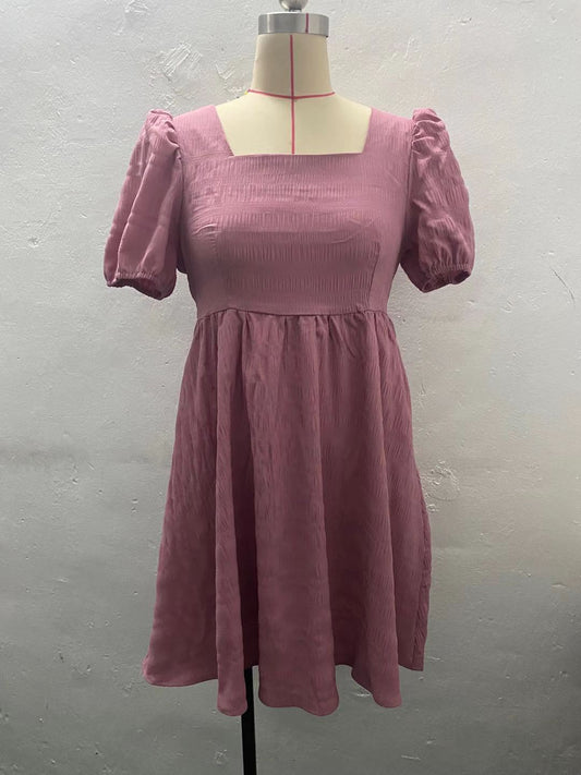 Women's Square Neck Slim Fit Fashion Short Sleeve Dress