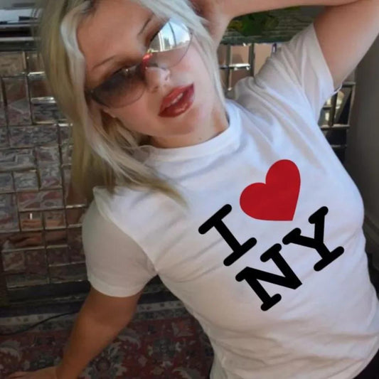 Fashion Letter Print Cute Streetwear T-shirt Short Sleeve Women