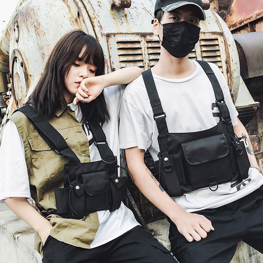 Vest Streetwear Waist Pack Women Black Chest Rig Bag