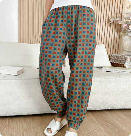 Spring And Autumn Purified Cotton Pajama Pants Large Size Home Thin Printing