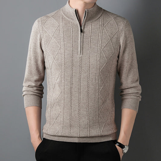 Half Zipper Thickening Thermal Head Cover Knitted Inner Match Woolen Sweater