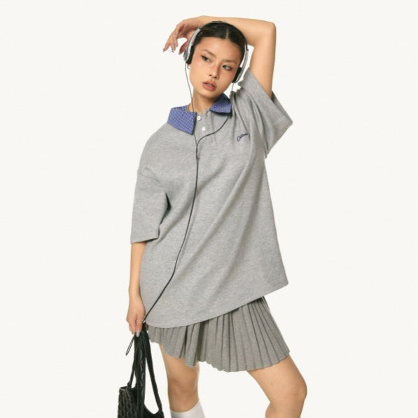 Heavy Design Embroidered Short Sleeve Retro Casual Loose