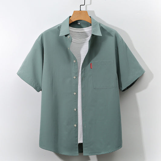Men's Short Sleeve Shirt Youth Fashion Simple Plus Size