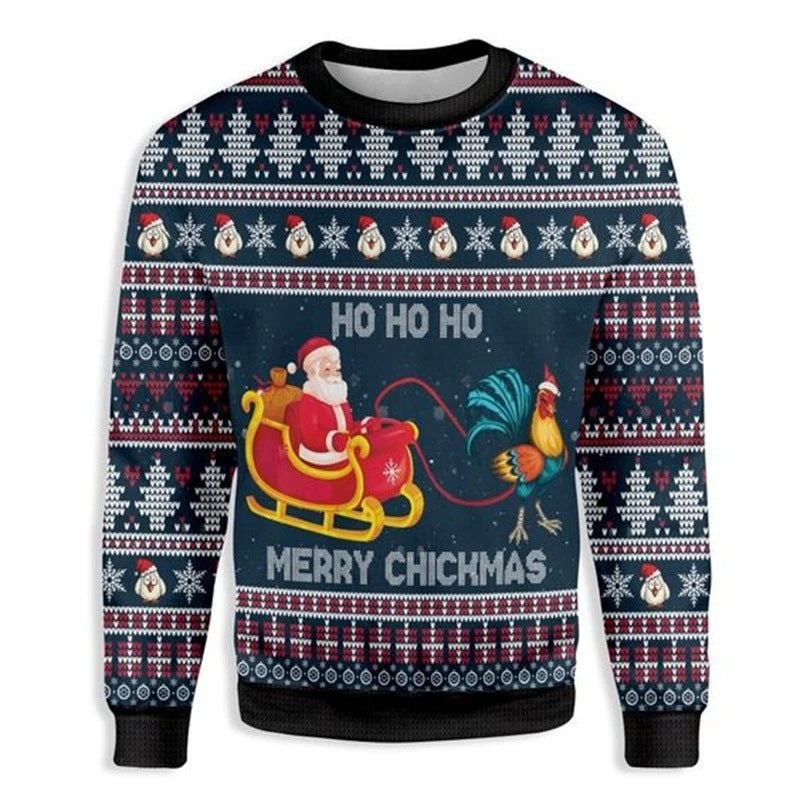 Ugly Christmas Sweater With Santa Graphic 3D Printed Hoodie Casual