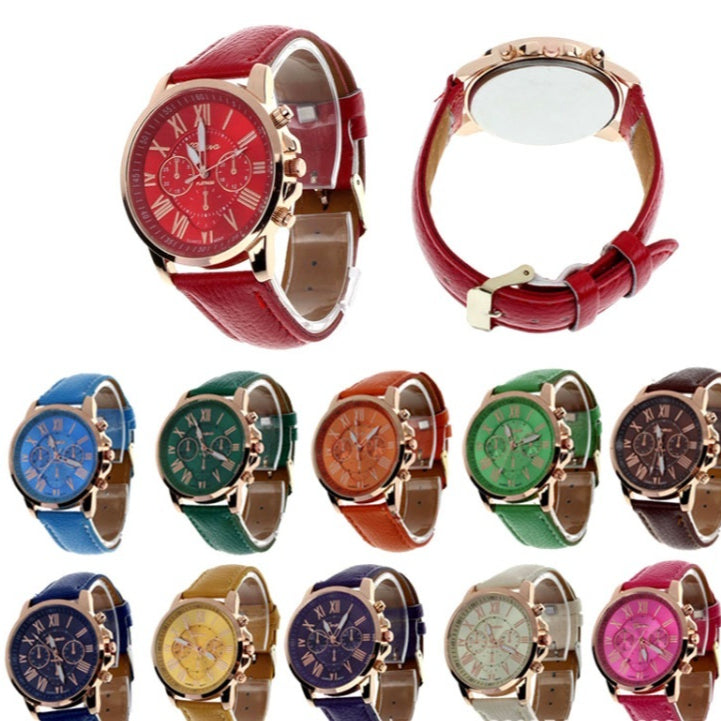 The latest three-eye belt watch Geneva GENEVA belt watch double-faced watch