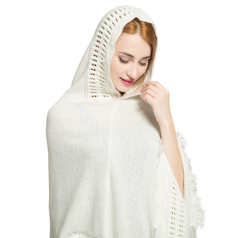 Autumn And Winter Women's Tassel Plus Size Sweater With Hat