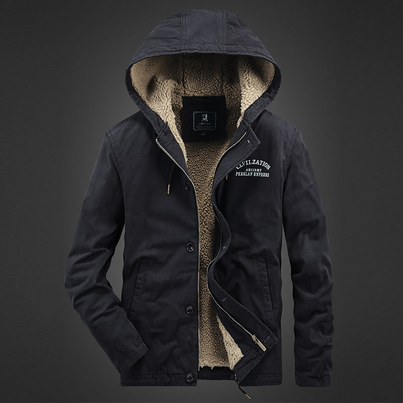 Men Lapel Cotton Loose Casual Jacket