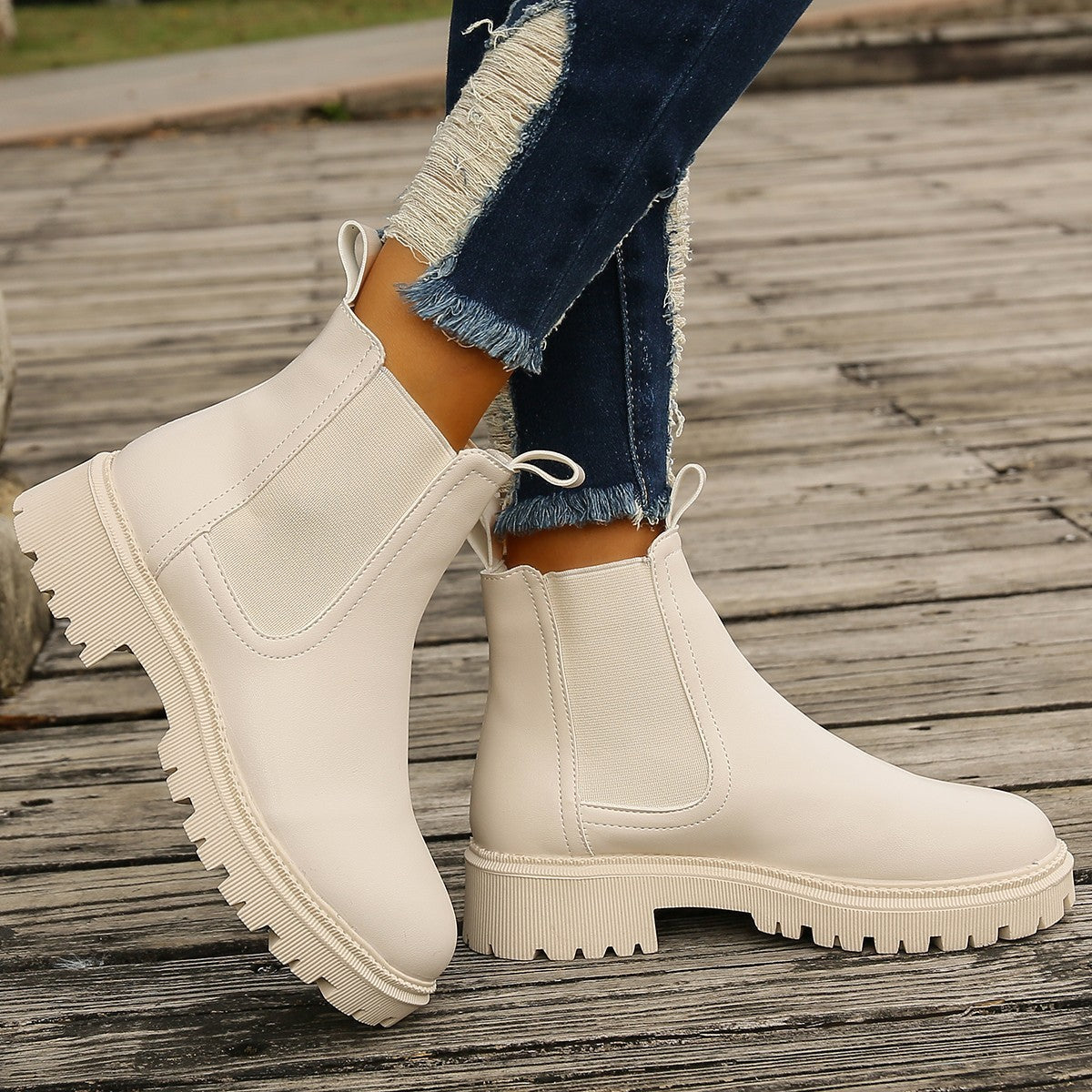 Womens Chunky Heel Martin Bootsankle Boots