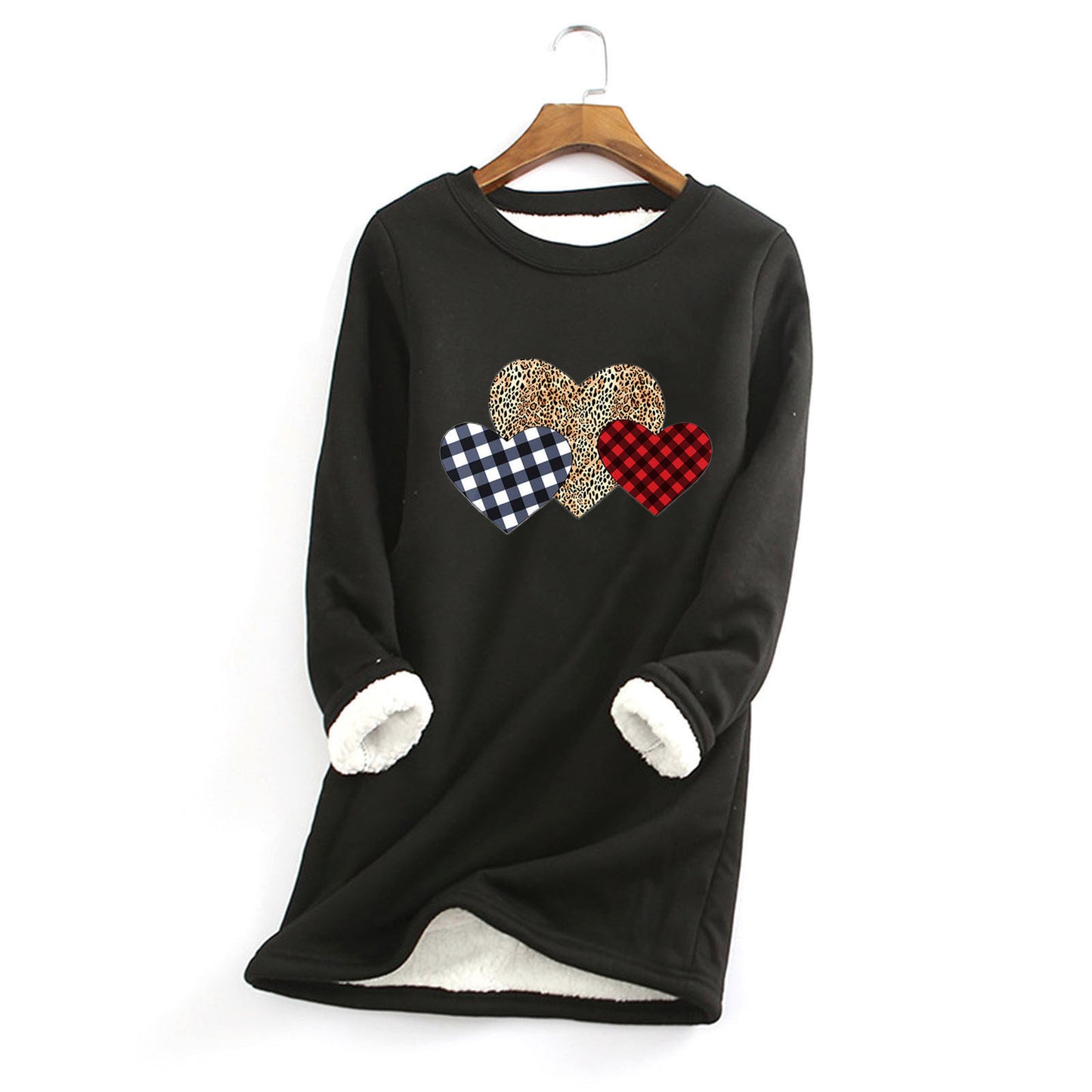 Autumn And Winter Women's Fleece-lined Women's Round Neck Sweater