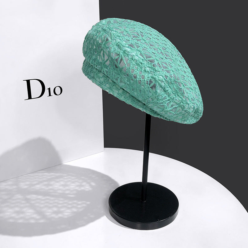 Women's Fashionable Woven Hollow Beret Hat