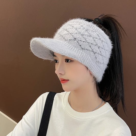 Women's Simple Plaid Small Warm Wool Hat