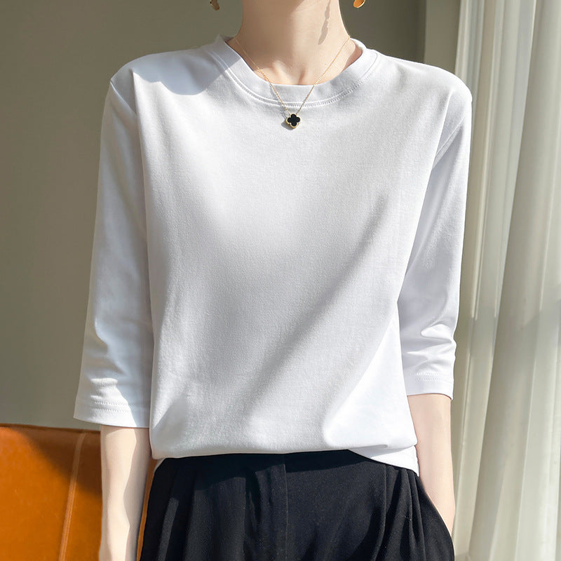 Mid-sleeve Bottoming Shirt Outer Wear Half-sleeve T-shirt Top