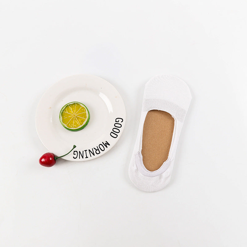 Female Shallow Mouth Invisible 10 Colors Cotton Silicone Socks