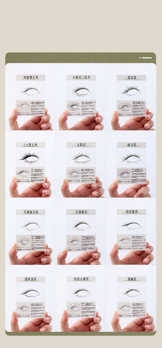 Eyelash Try-on Cards In Cartoon Styles A Variety Of Eyelash Tools