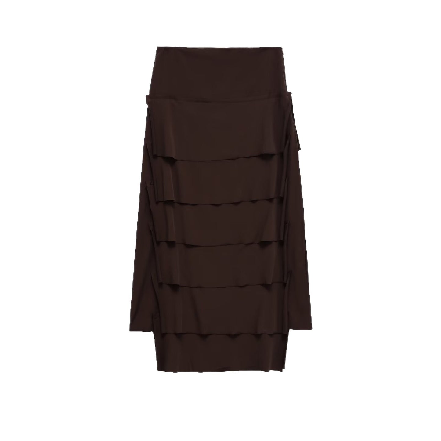 Temperament Slim-fit Midi Skirt With Layered Decoration