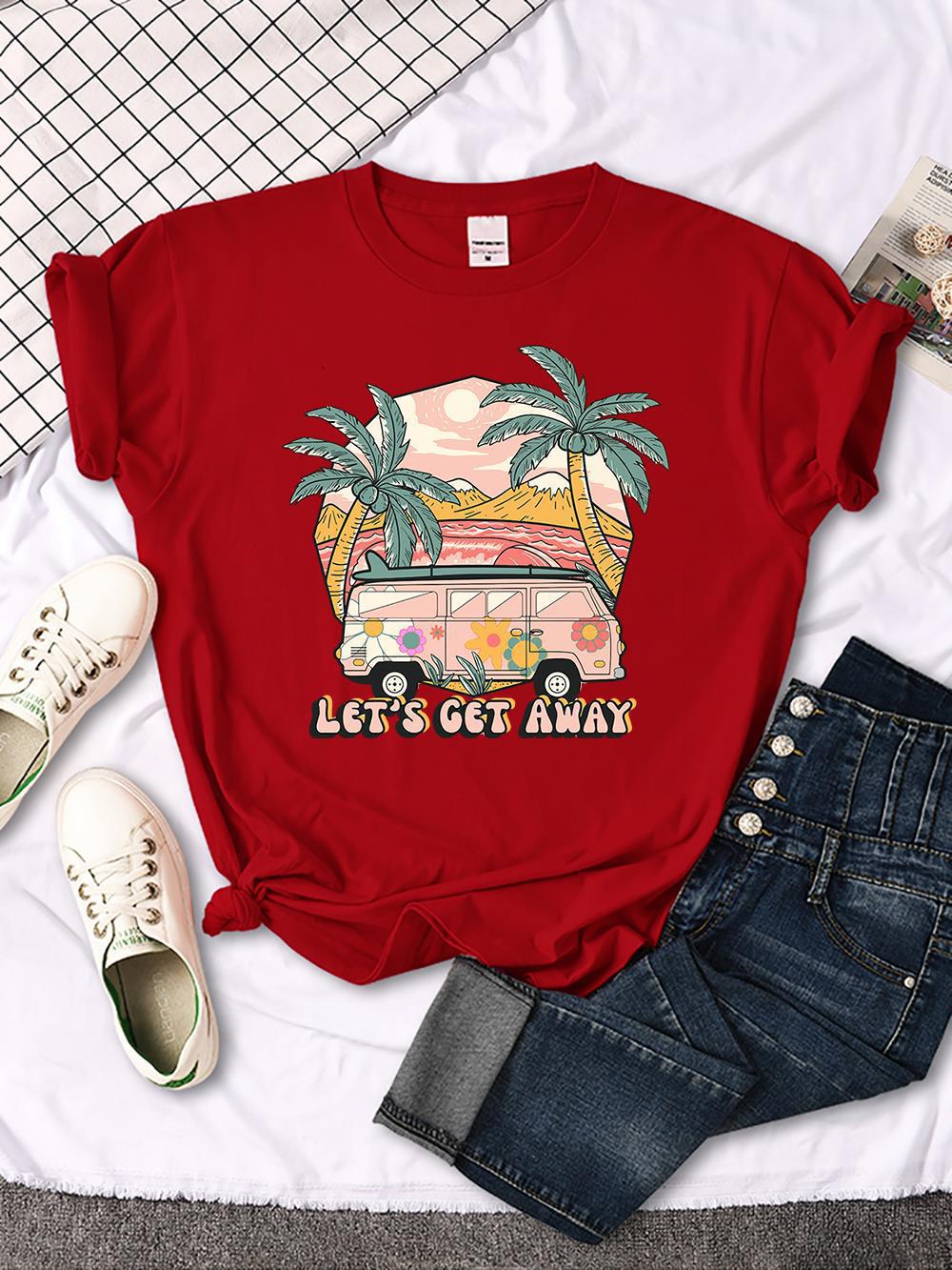 Let's Get Away Vacation Pattern Female T-shirts