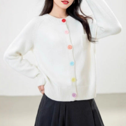 Womens Crew-neck Cardigan Sweater Jacket