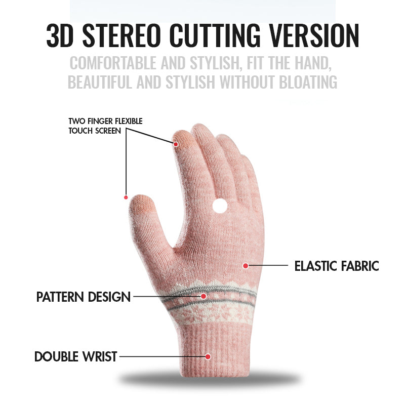 Thick Wool Jacquard Student Touch Screen Gloves
