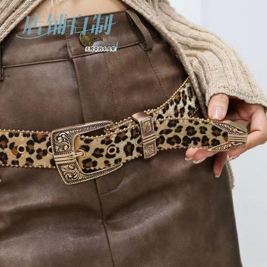 Womens Leopard-Print Versatile Sassy Waist Belt