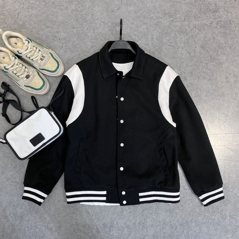 Casual Embroidered Jacket Lapel Loose Stitching Baseball Uniform