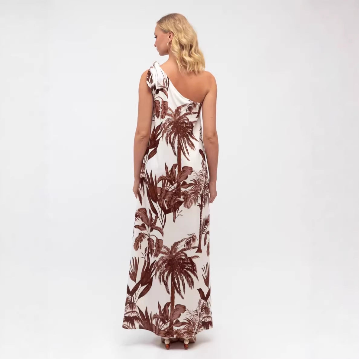 Printed Off-Shoulder Slip-Detail Sleeveless Dress For Women