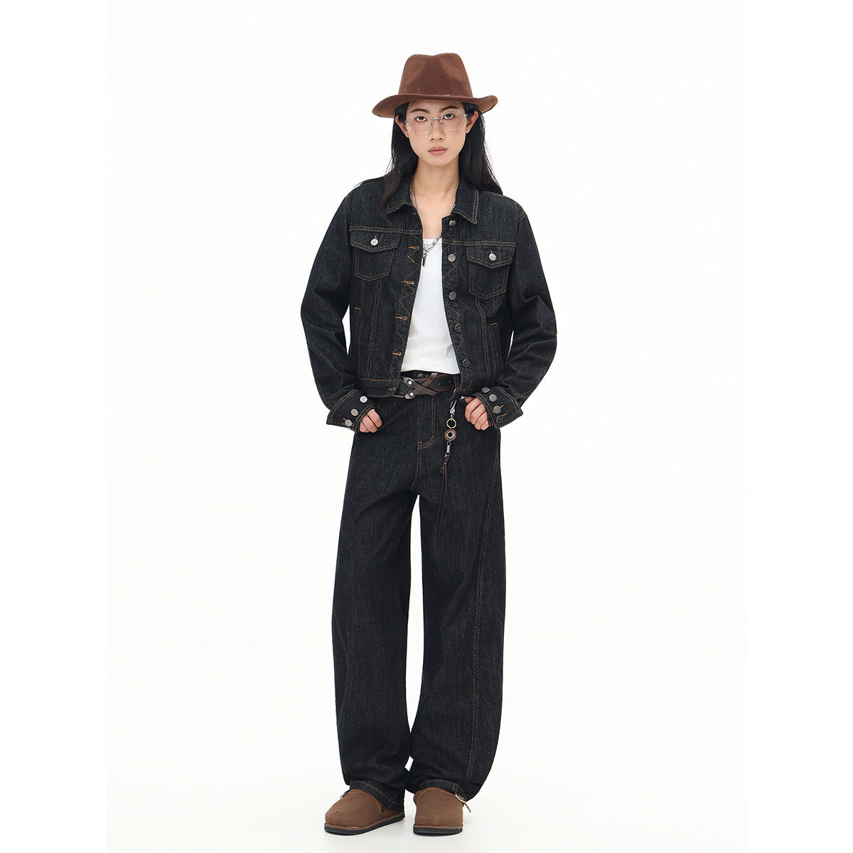 Spring And Autumn American Retro Black Jeans For Women