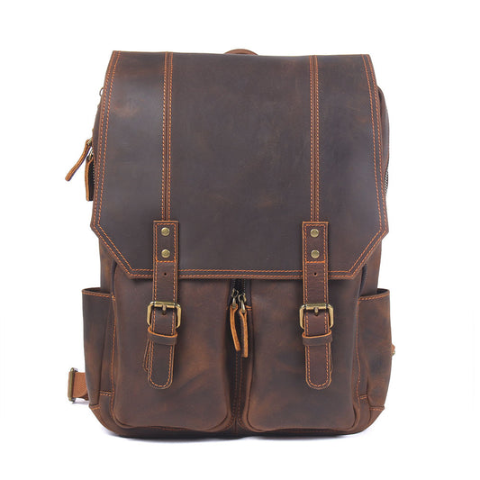 Vintage Large Capacity Crazy Horse Leather Backpack