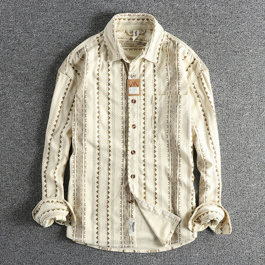 Etnisk Navajo Totem Amerikansk Retro Casual Herreskjorte