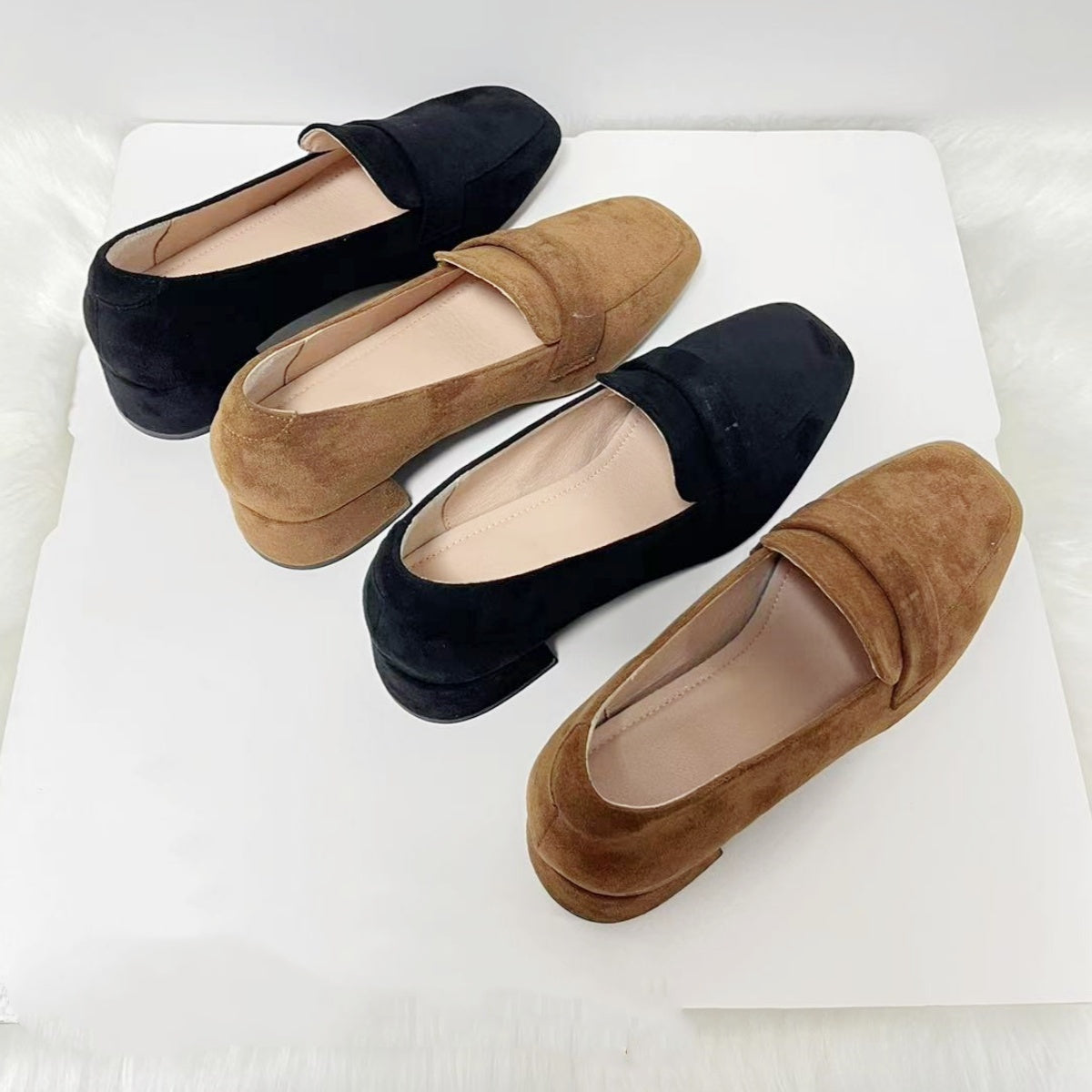 Women's Chunky Square Toe Suede High Heels