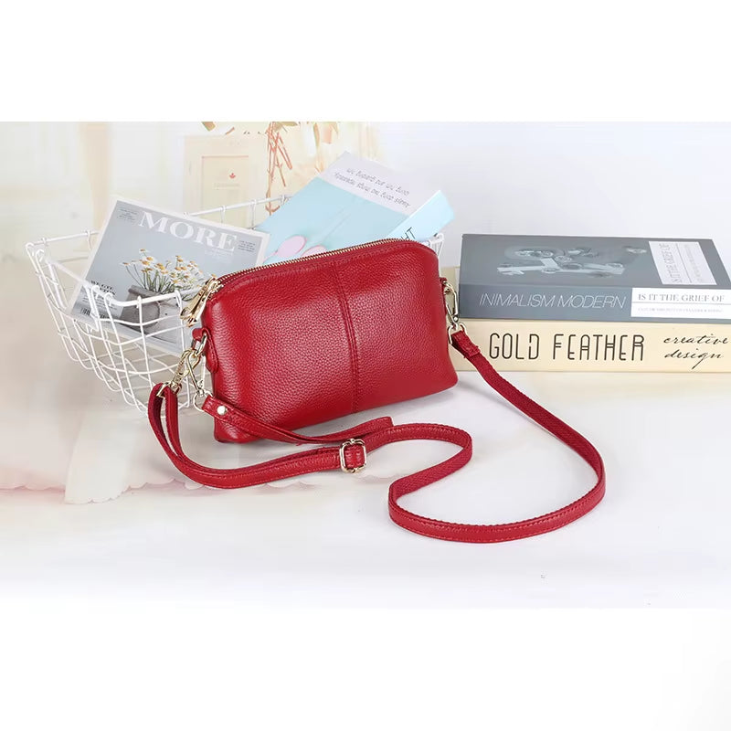 2024 Women's Genuine Leather Shoulder Bags - High-Quality Cow Leather Messenger, Clutch, and Crossbody Bags