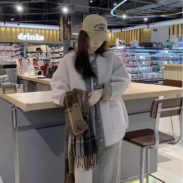 Vintage Wool Coat For Women Winter Loose Casual Thickening