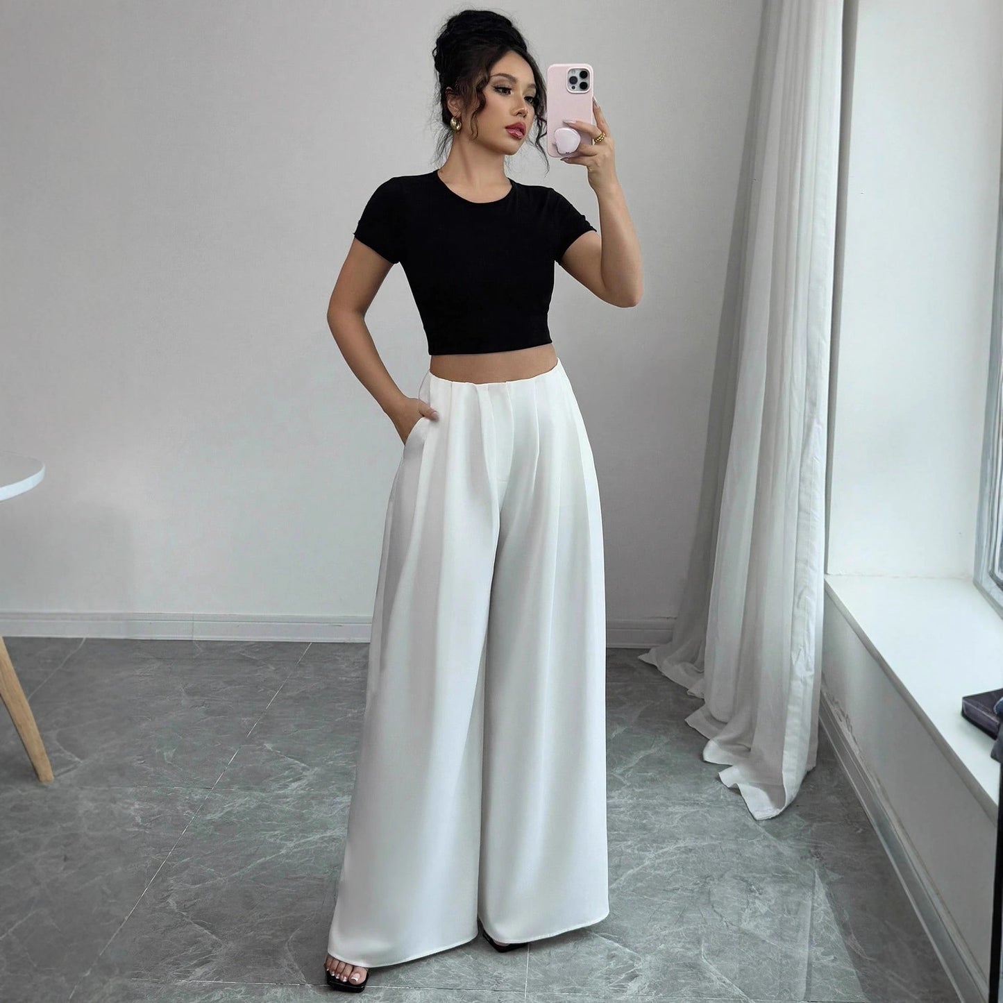 Light-luxury Figure-flattering Draped New Chinese-style Wide-leg Casual Pants