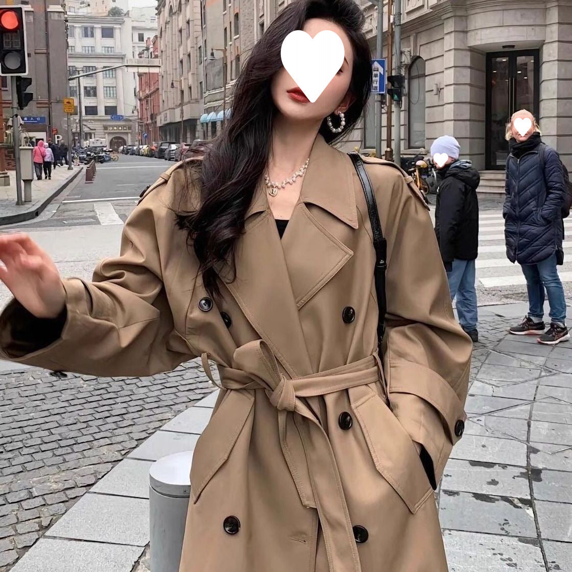 Petite Stylish Casual Outerwear Trench Coat