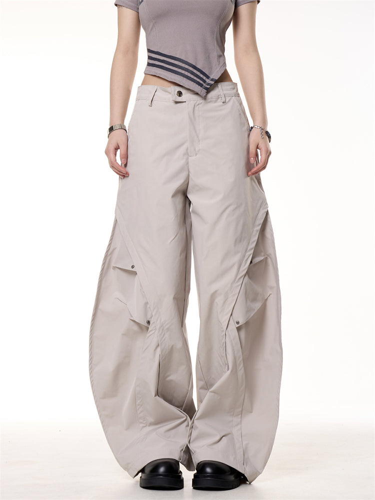 Retro Functional Pleated Loose Wide-leg Pants
