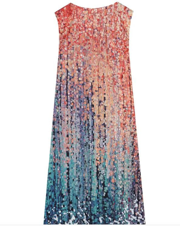 Women's Loose Fitting Dress With Sleeveless Printing
