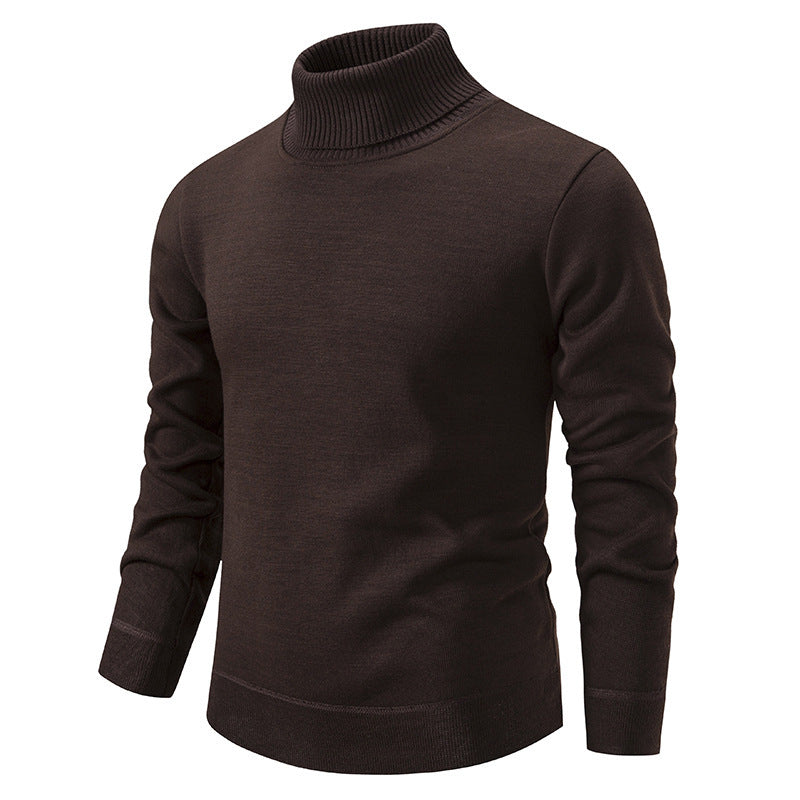 Men's Fleece-lined Thick High-neck Slim-fit Knitted Sweater