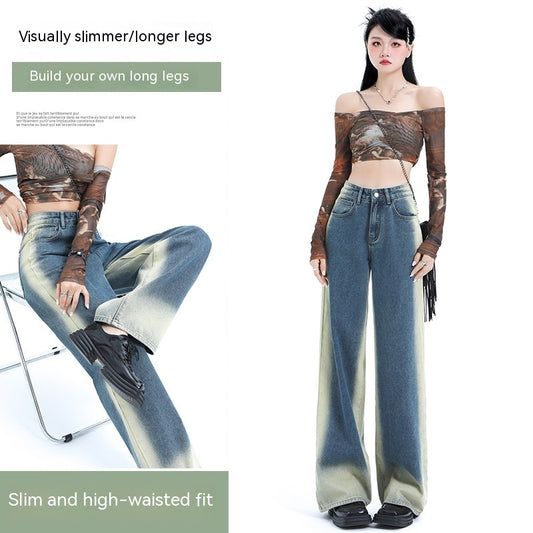 Blå Gradient Højtaljede Slankende Hot Girl Flared Bukser