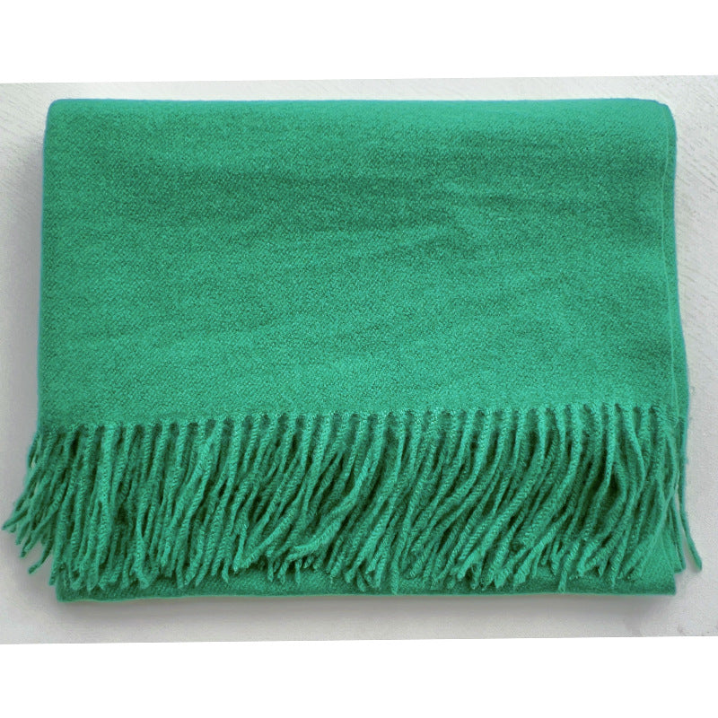 Simple Tassel Shawl Warm Artificial Cashmere Scarf