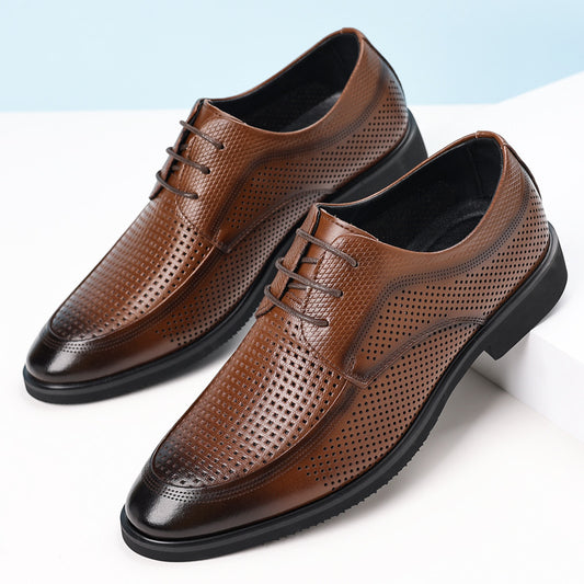 Leather Dress Shoes For Commuting With A Non-slip Round Toe