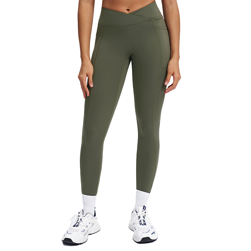 Naked-feel High-waisted Yoga Pants With Crossover Waistband