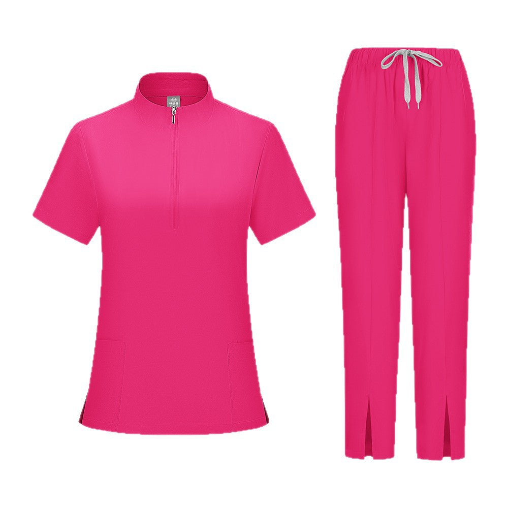 Solid-color Scrub Suit For Women