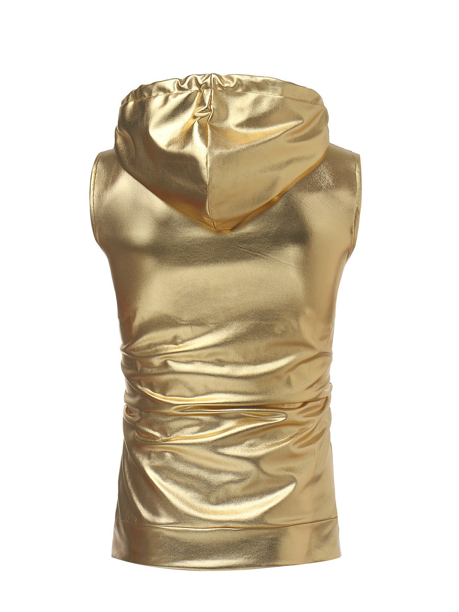 Fashion Dance Bright Hooded Drawstring Zipper Vest