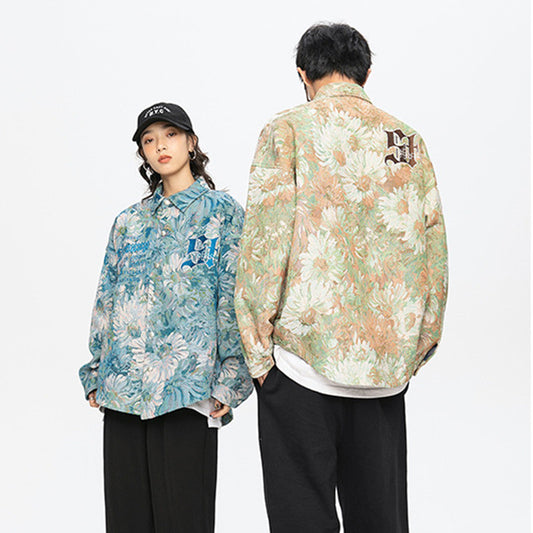 Loose Lapels Full Printed Embroidery Couple