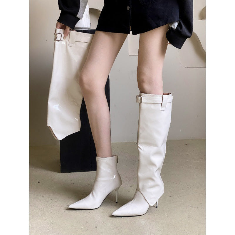 European And American-style Pointed-toe High Heels With Patent