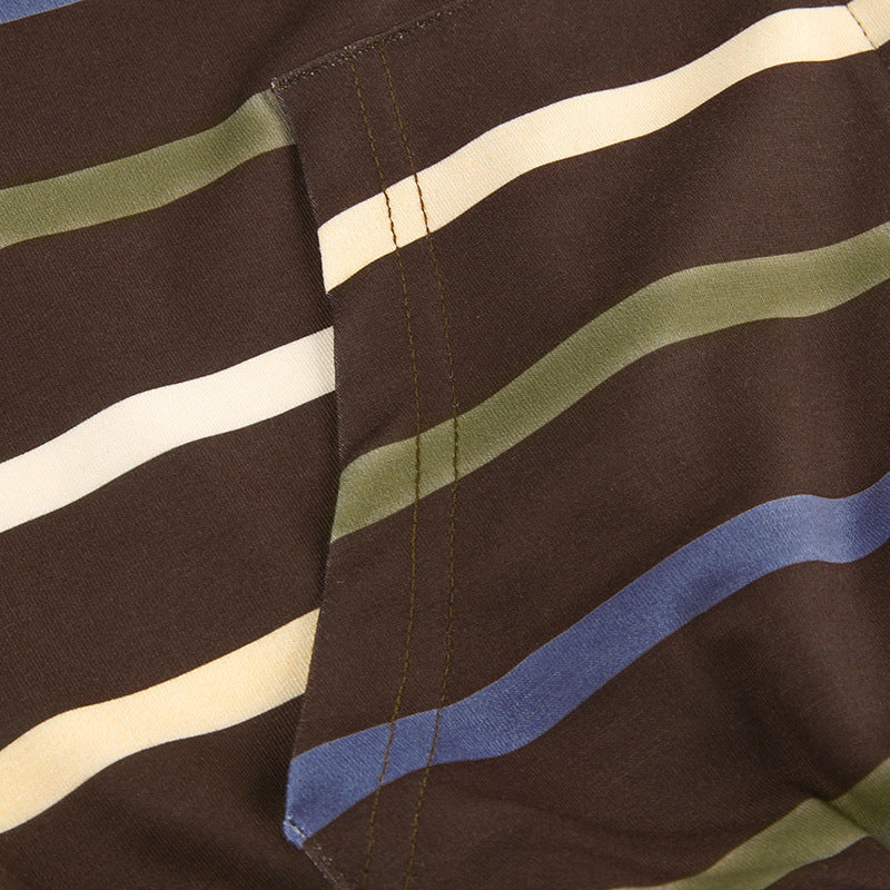 Fashion Stripe Printed Loose Hooded Sweater