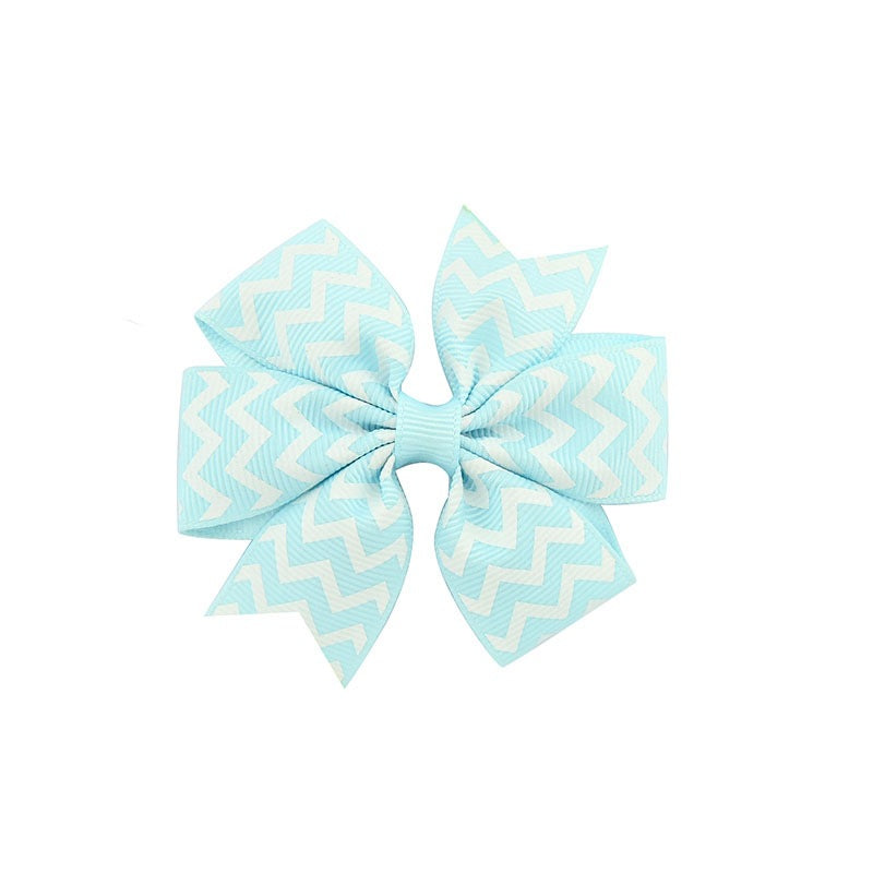 Handmade Baby V-ribbed Striped Bow Hair Clip